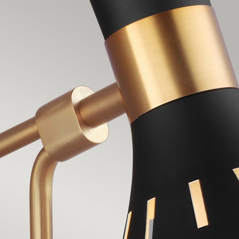 Joan Single Wall Light in Midnight Black & Burnished Brass