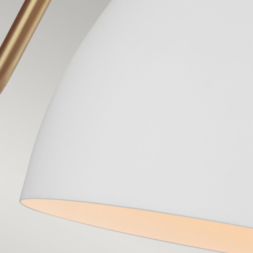 Joan Single Wall Light in Matt White & Burnished Brass