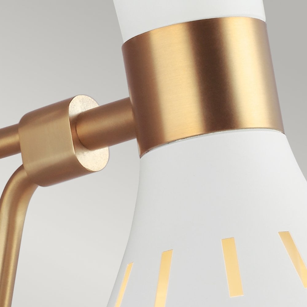 Joan Single Wall Light in Matt White & Burnished Brass