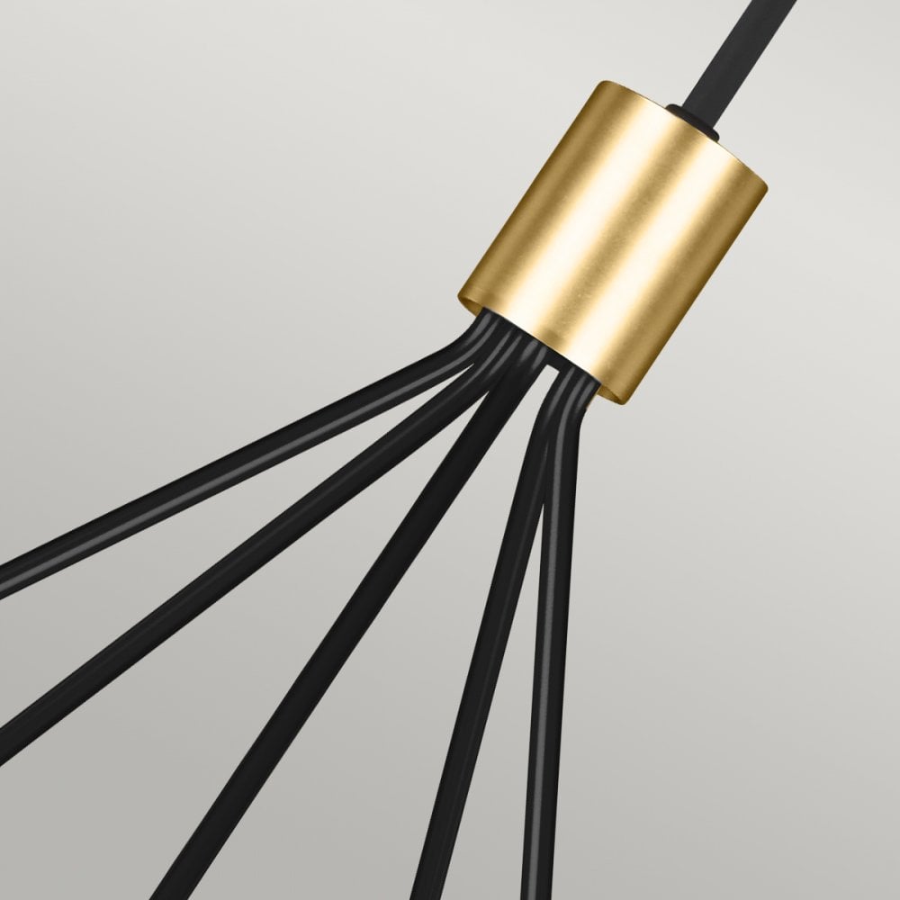 Joan Five Light Chandelier in Midnight Black & Burnished Brass
