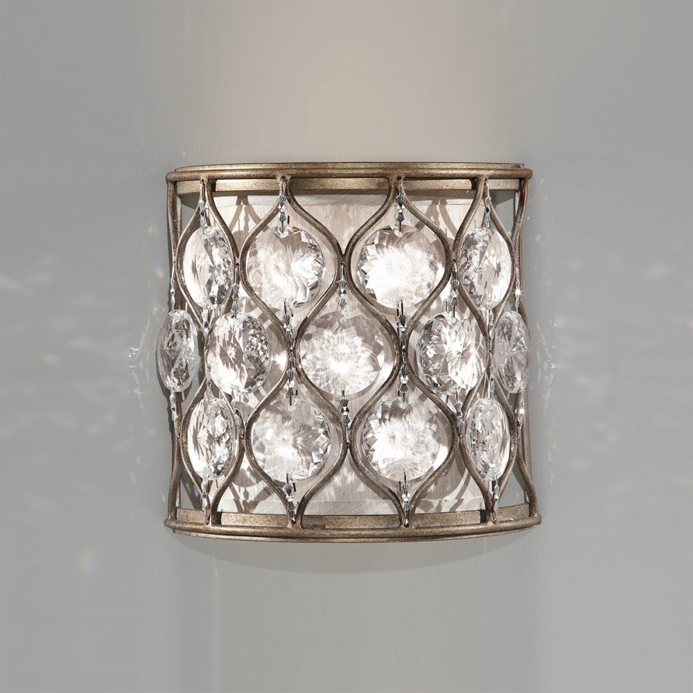 Lucia Crystal Wall Light in Burnished Silver