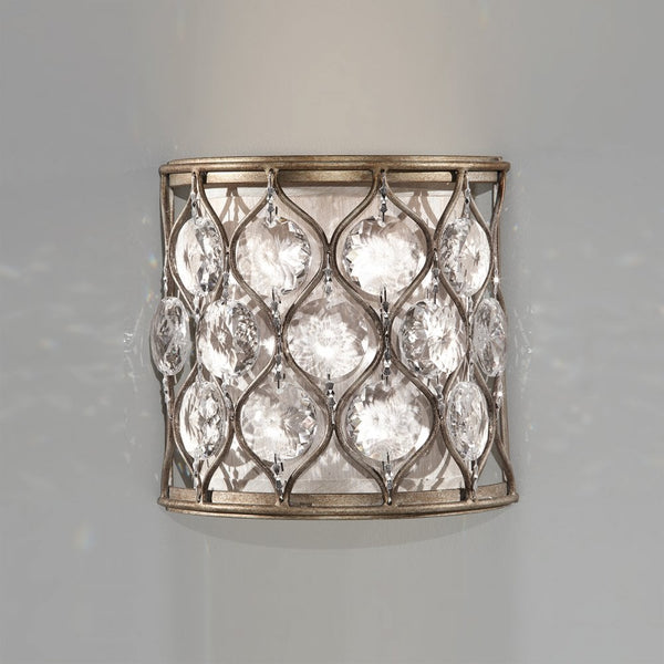 Lucia Crystal Wall Light in Burnished Silver