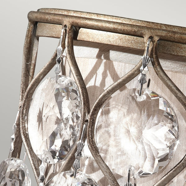 Lucia Crystal Wall Light in Burnished Silver