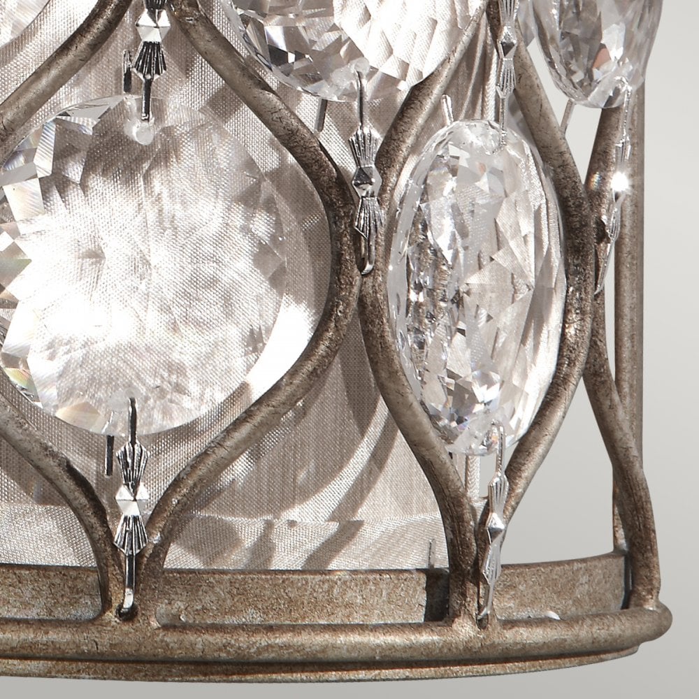 Lucia Crystal Wall Light in Burnished Silver