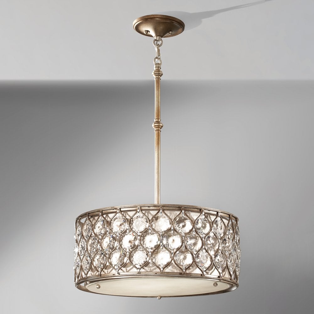 Lucia Large Crystal Pendant Light in Burnished Silver