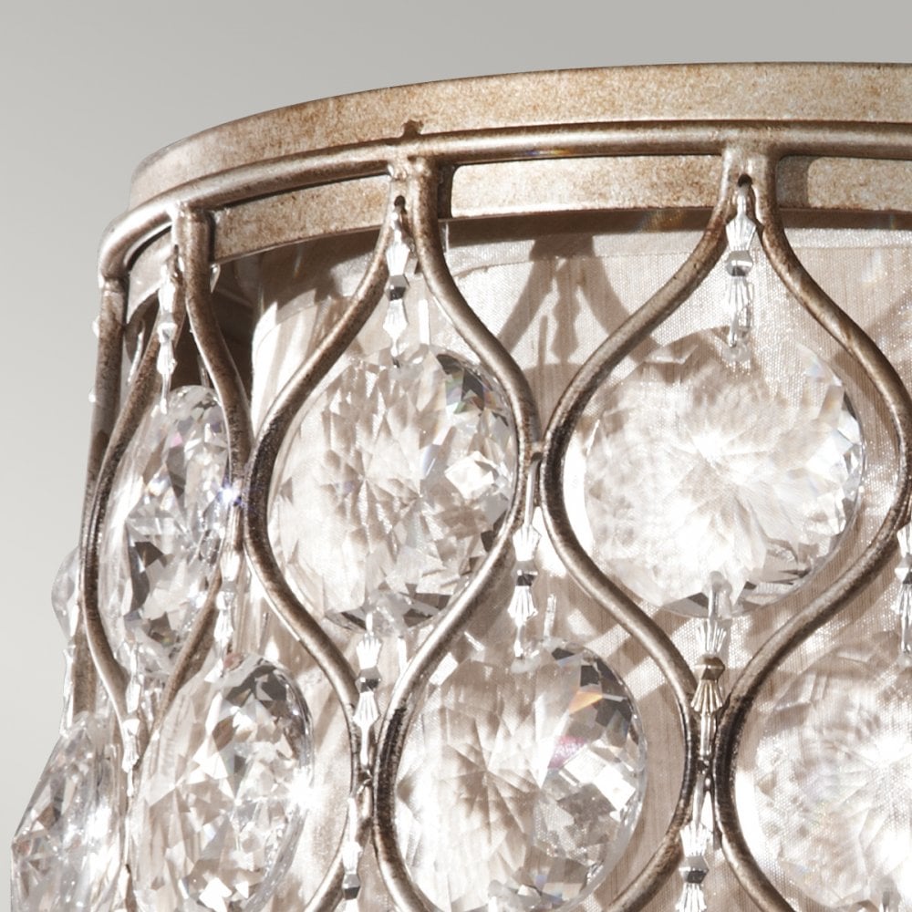 Lucia Flush Crystal Ceiling Light in Burnished Silver
