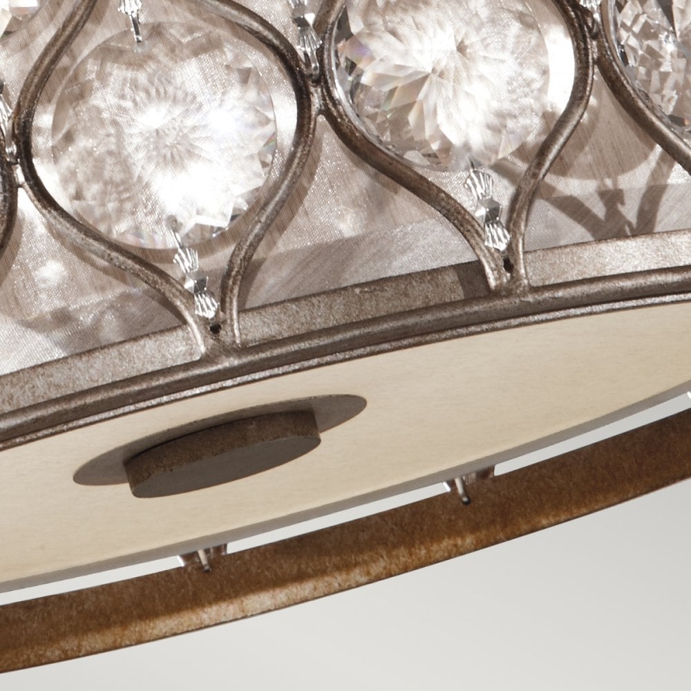 Lucia Flush Crystal Ceiling Light in Burnished Silver