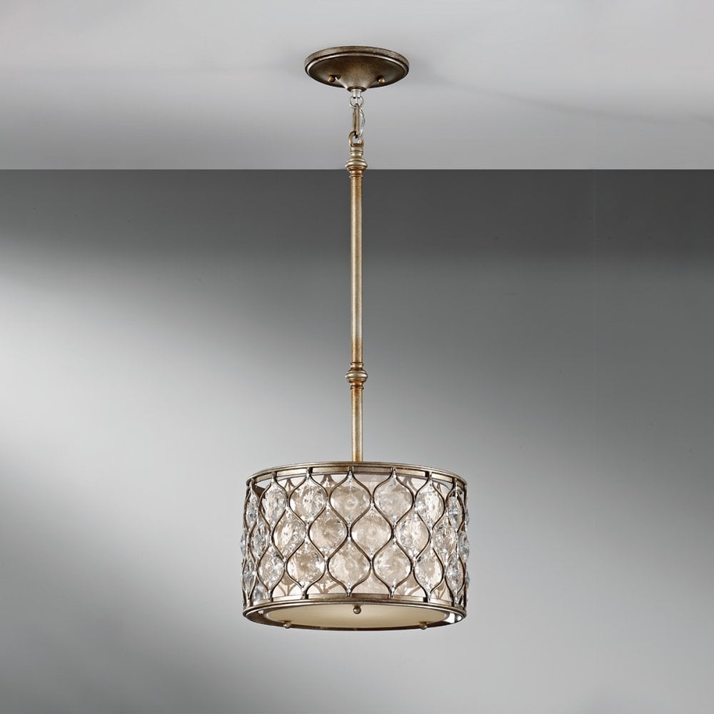 Lucia Small Crystal Pendant Light in Burnished Silver