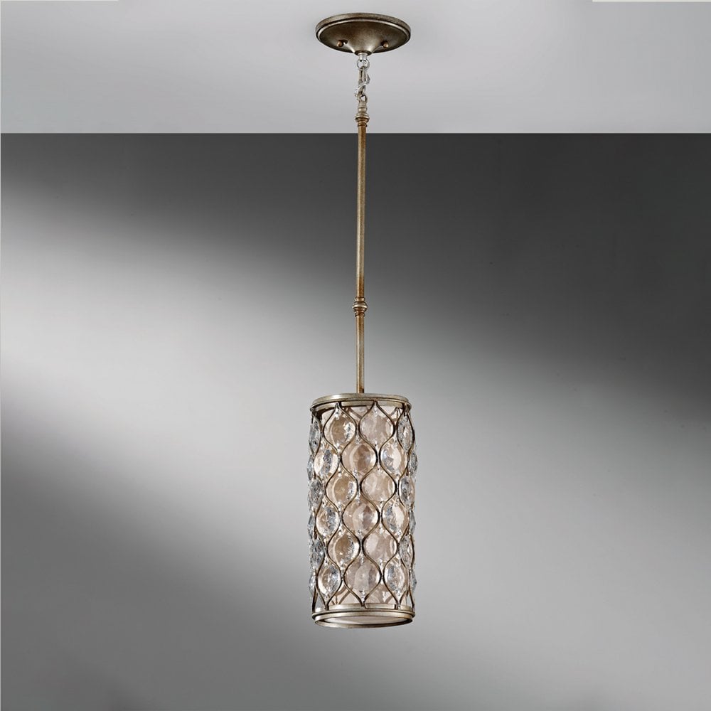 Lucia Mini Crystal Pendant Light in Burnished Silver