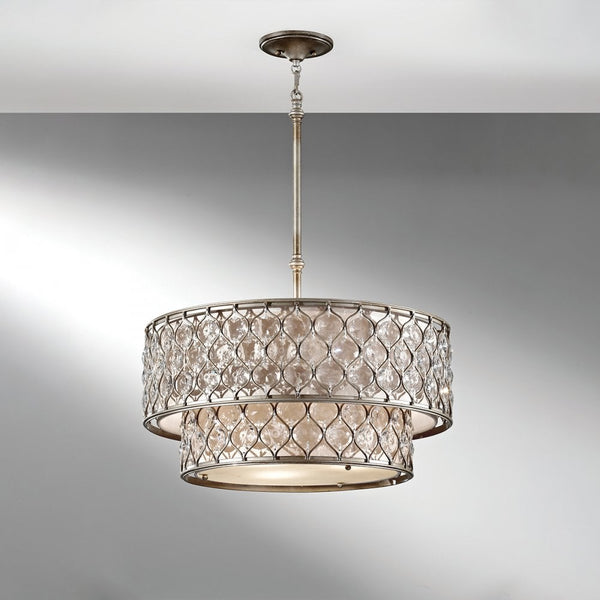 Lucia Crystal Two Tier Chandelier in Burnished Silver