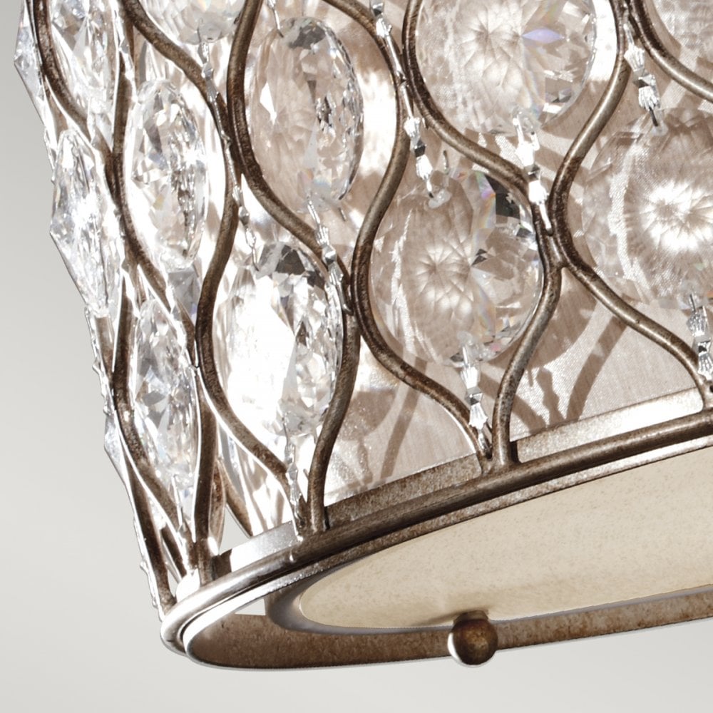 Lucia Semi Flush Crystal Ceiling Light in Burnished Silver