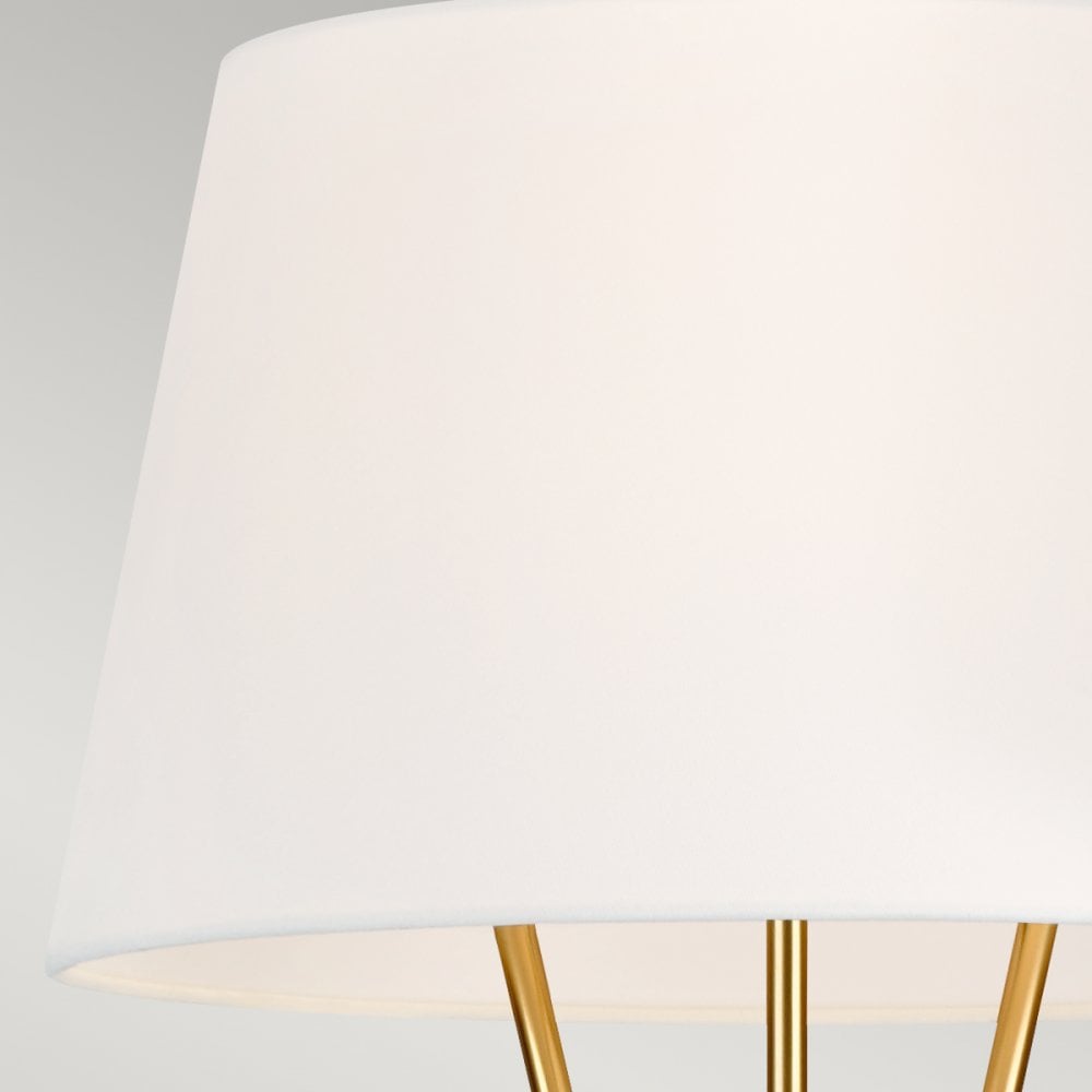 Penny Tripod Floor Lamp in Burnished Brass & White Linen Shade