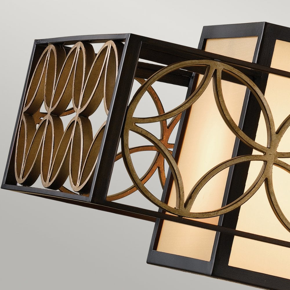 Remy Four Light Rectangular Pendant Light in Bronze and Gold