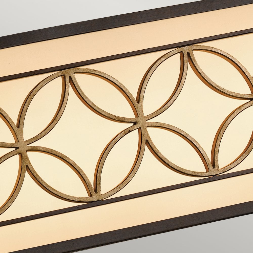 Remy Four Light Rectangular Pendant Light in Bronze and Gold