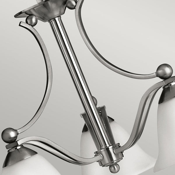 Bolla Three Light Chandelier in Brushed Nickel
