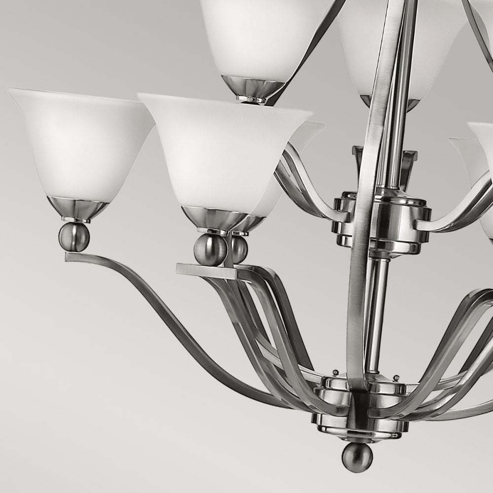 Bolla Nine Light Chandelier in Brushed Nickel