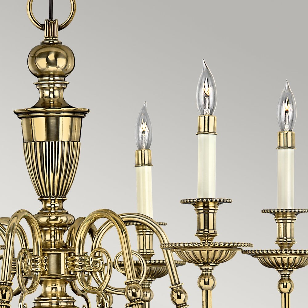 Cambridge Six Light Chandelier in Burnished Brass