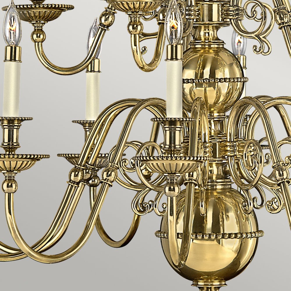 Cambridge Fifteen Light Chandelier in Burnished Brass