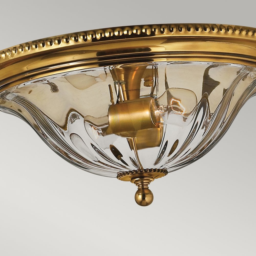 Cambridge Two Light Flush Mount Light in Burnished Brass