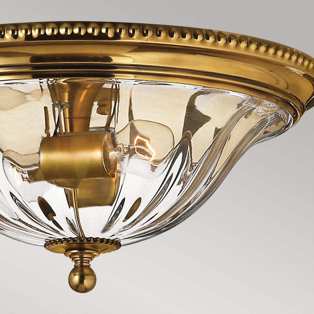 Cambridge Two Light Flush Mount Light in Burnished Brass