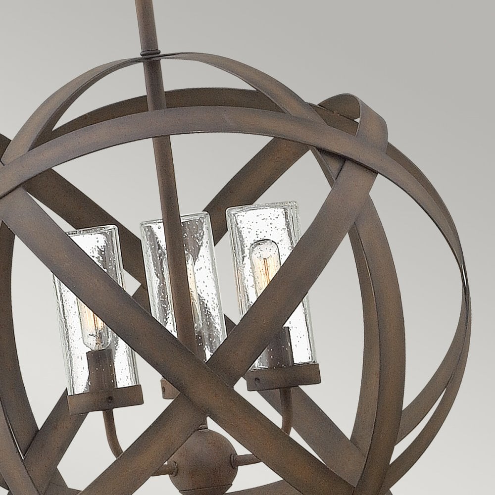 Carson 3 Light IP44 Outdoor Chandelier in Vintage Iron