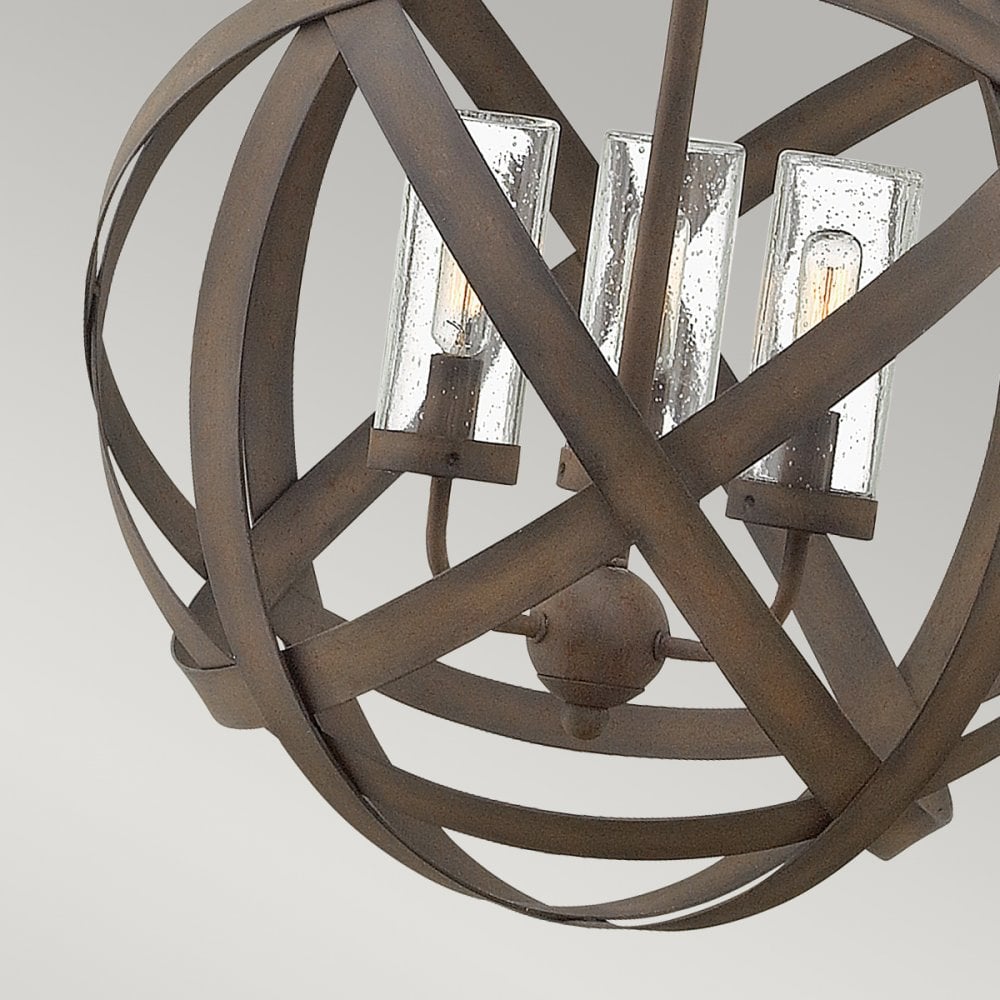 Carson 3 Light IP44 Outdoor Chandelier in Vintage Iron