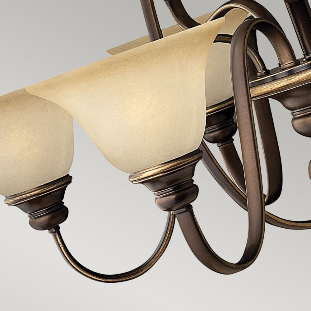 Cello Nine Light Chandelier in Antique Bronze & Alabaster Glass
