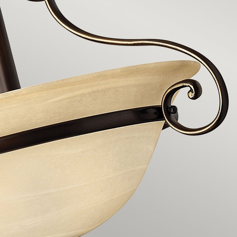 Cello Semi-Flush Light in Antique Bronze & Alabaster Glass