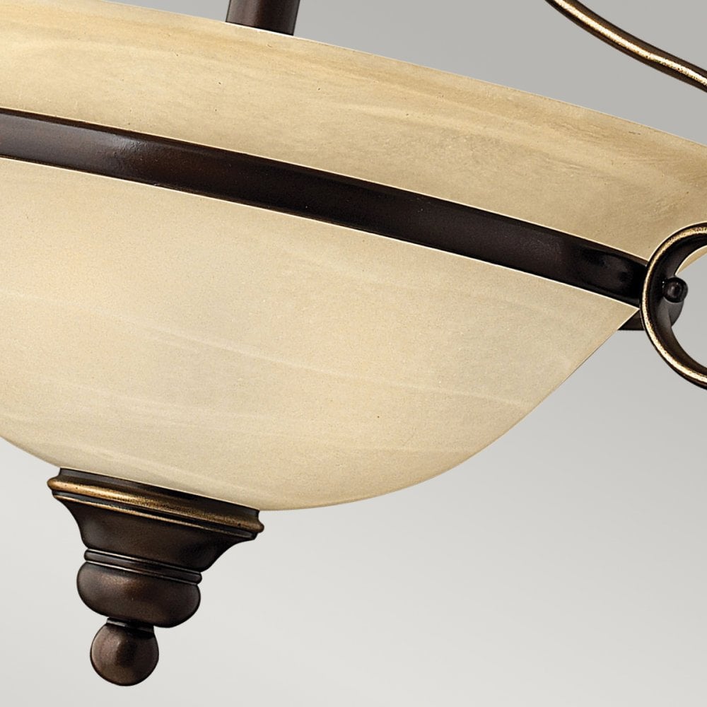 Cello Semi-Flush Light in Antique Bronze & Alabaster Glass