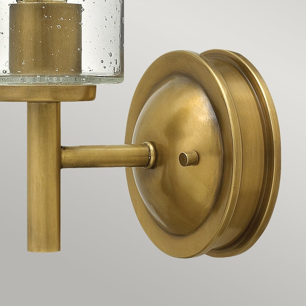 Collier Single Wall Light in Heritage Brass with Clear Seeded Glass Shade