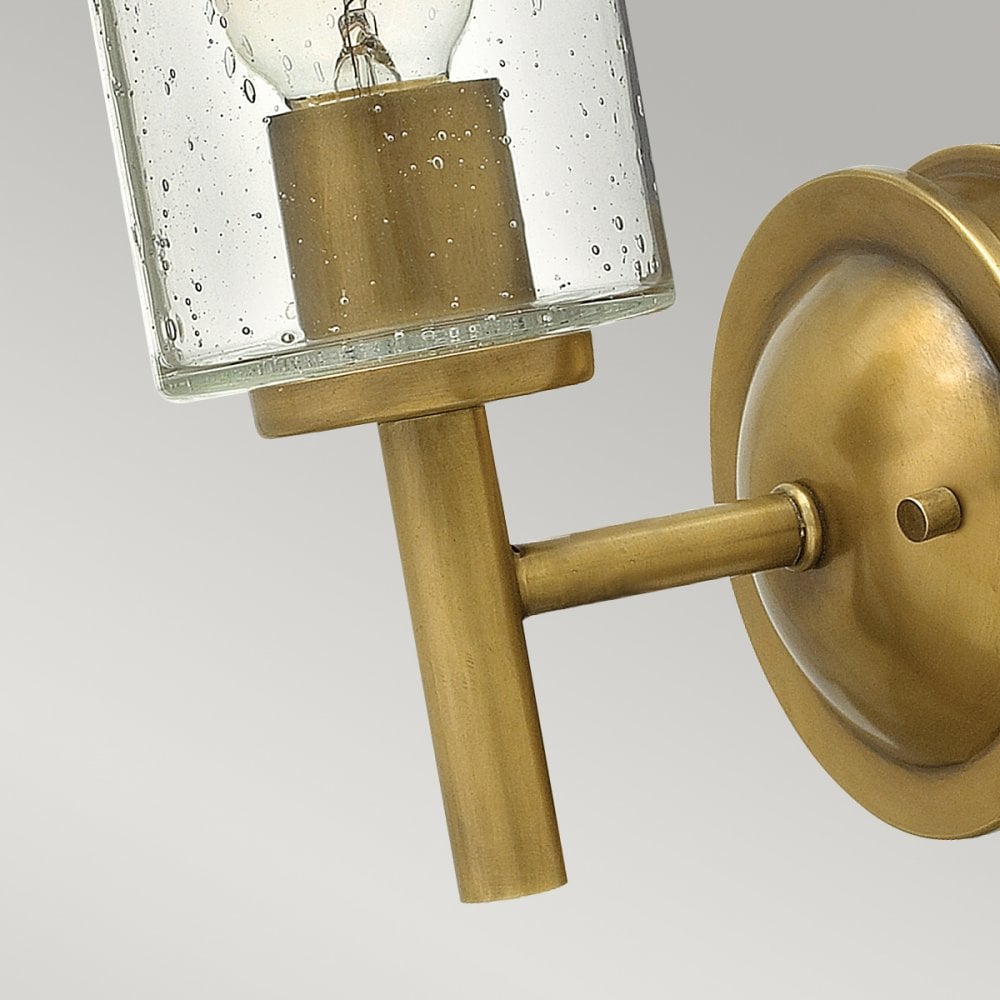 Collier Single Wall Light in Heritage Brass with Clear Seeded Glass Shade
