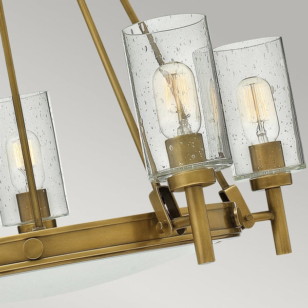 Collier Five Light Chandelier in Heritage Brass with Clear Seeded Glass Shades