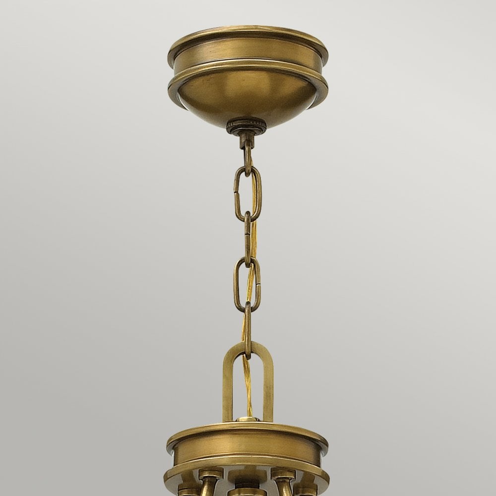 Collier Five Light Chandelier in Heritage Brass with Clear Seeded Glass Shades