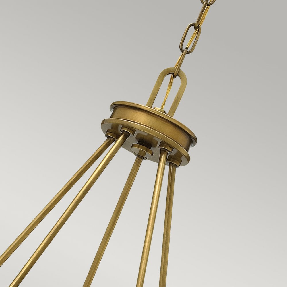 Collier Five Light Chandelier in Heritage Brass with Clear Seeded Glass Shades