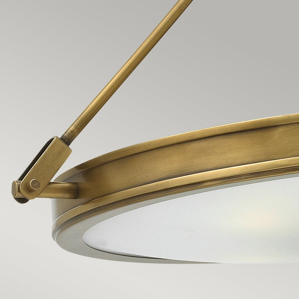 Collier Medium Semi-Flush Ceiling Light in Heritage Brass with Opal Glass Diffuser
