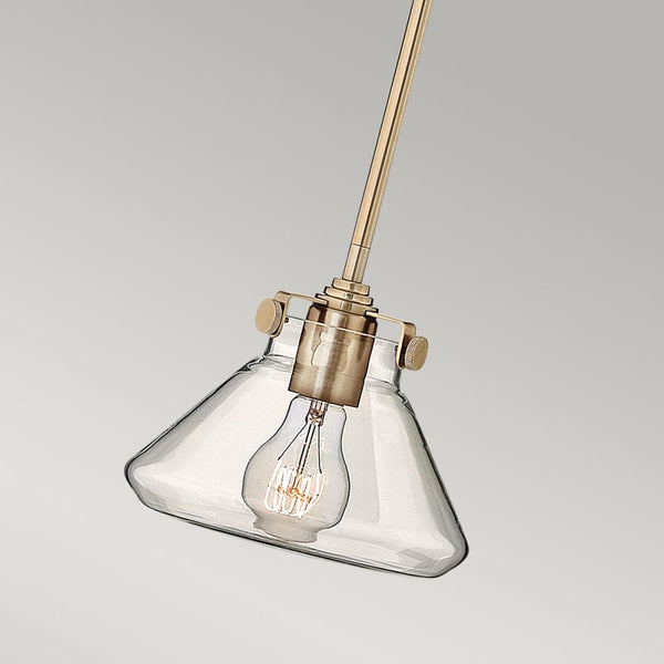 Congress Fluted Clear Glass Pendant in Brushed Caramel