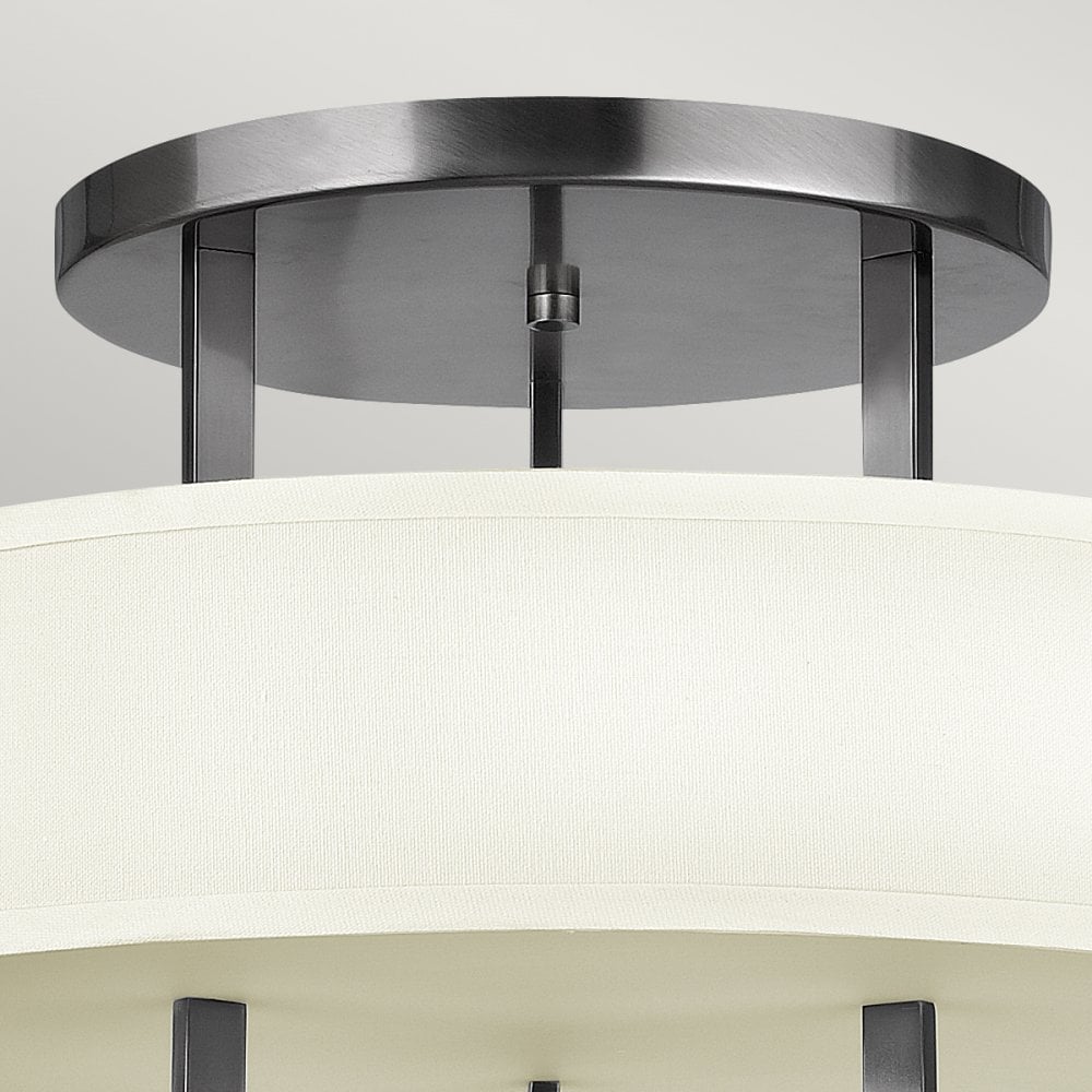Hampton Semi Flush Ceiling Light in Antique Nickel