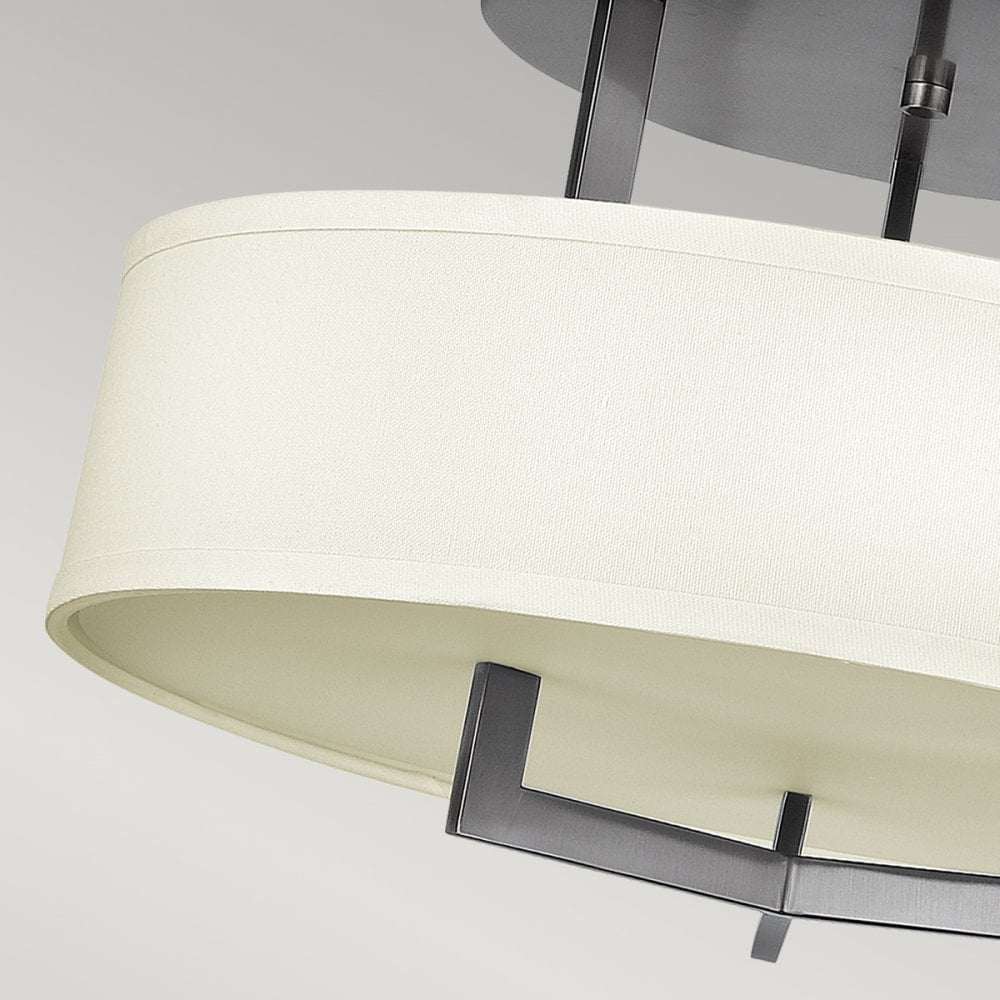 Hampton Semi Flush Ceiling Light in Antique Nickel