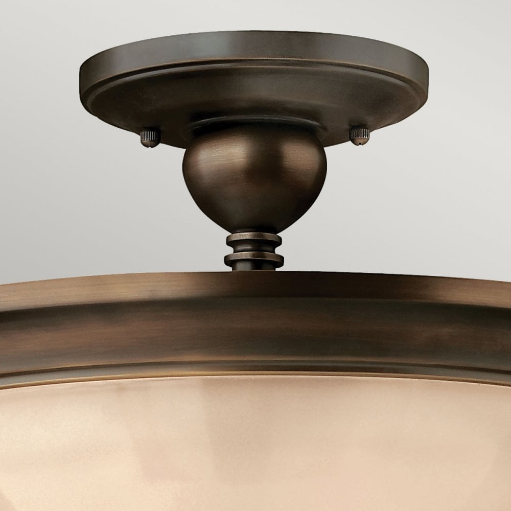 Mayflower Three Light Semi-Flush Fitting in Olde Bronze