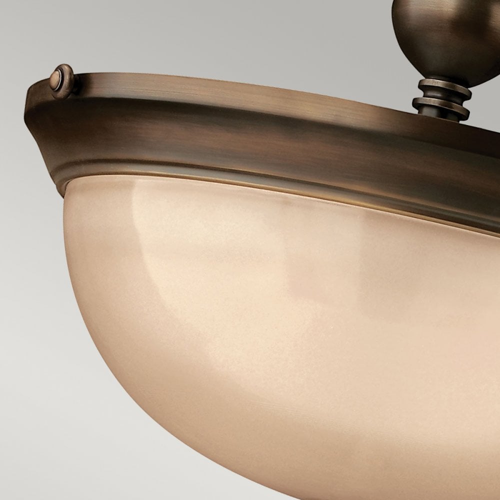 Mayflower Three Light Semi-Flush Fitting in Olde Bronze