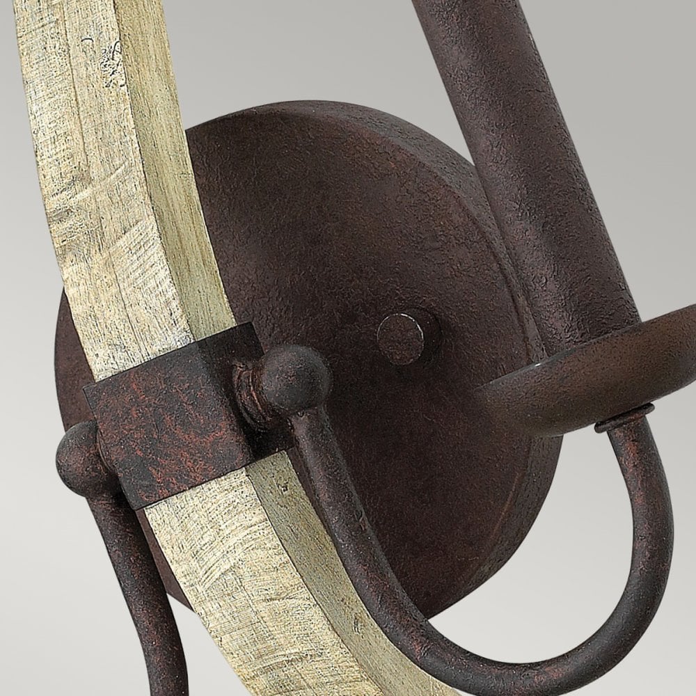 Middlefield Twin Wall Light in Solid Distressed Wood