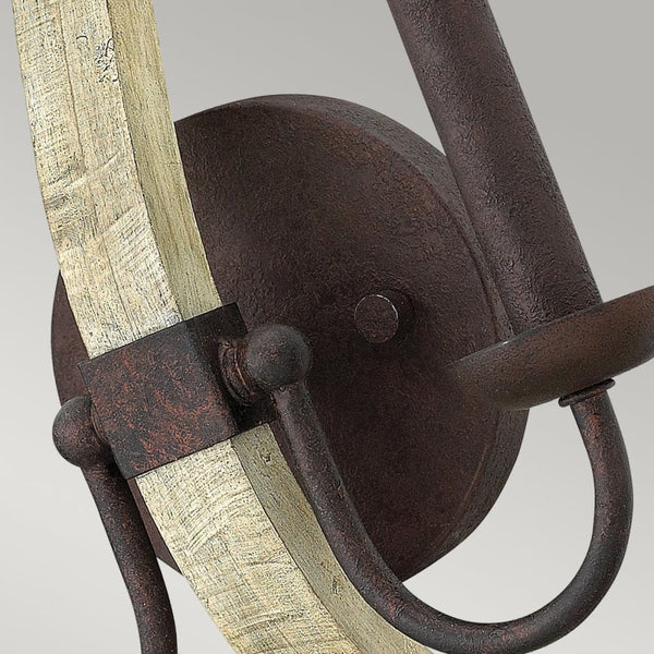 Middlefield Twin Wall Light in Solid Distressed Wood