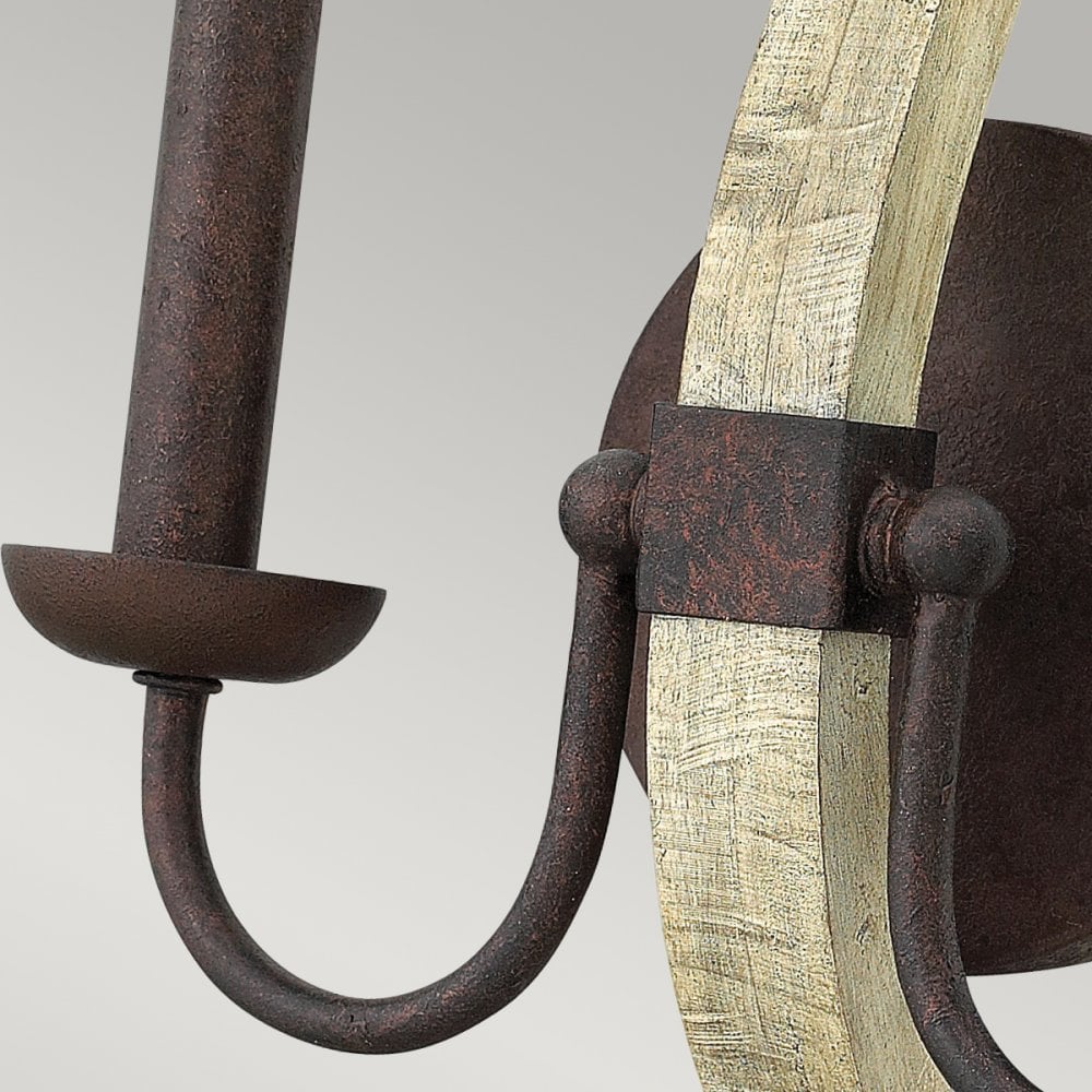 Middlefield Twin Wall Light in Solid Distressed Wood