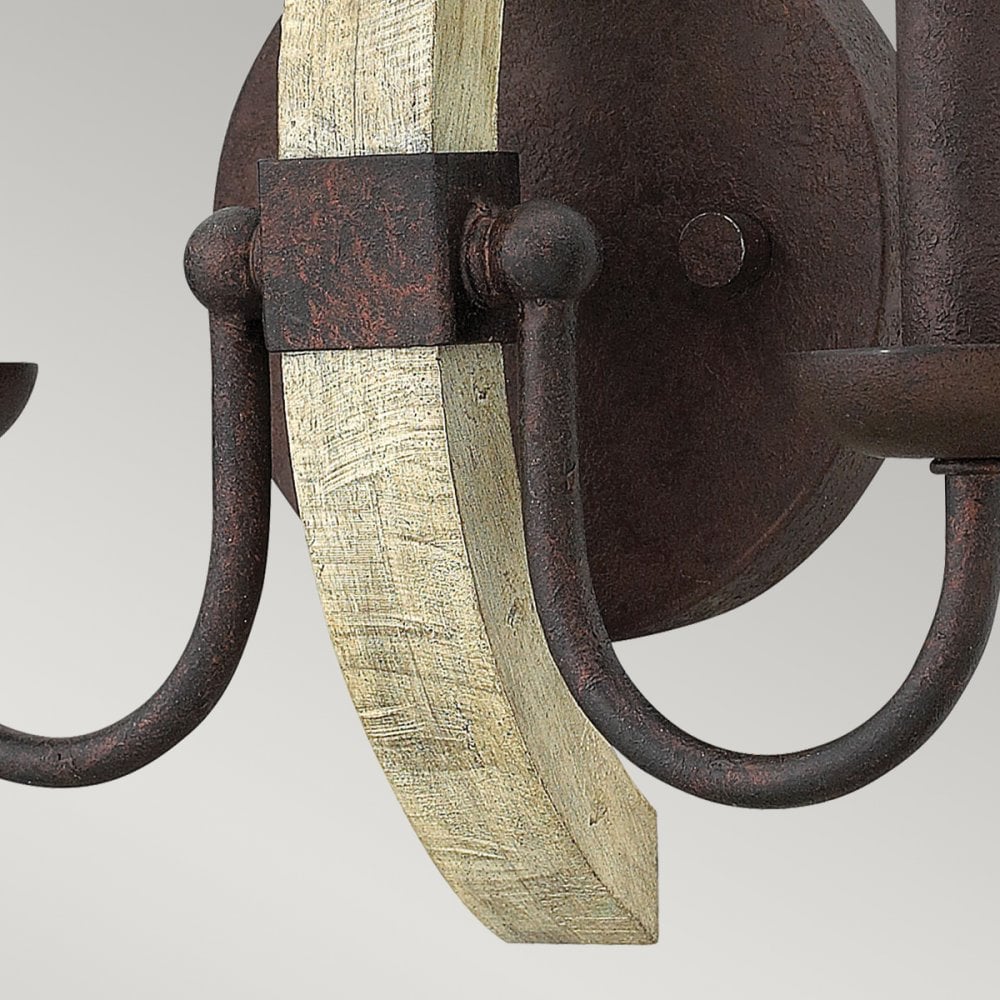 Middlefield Twin Wall Light in Solid Distressed Wood