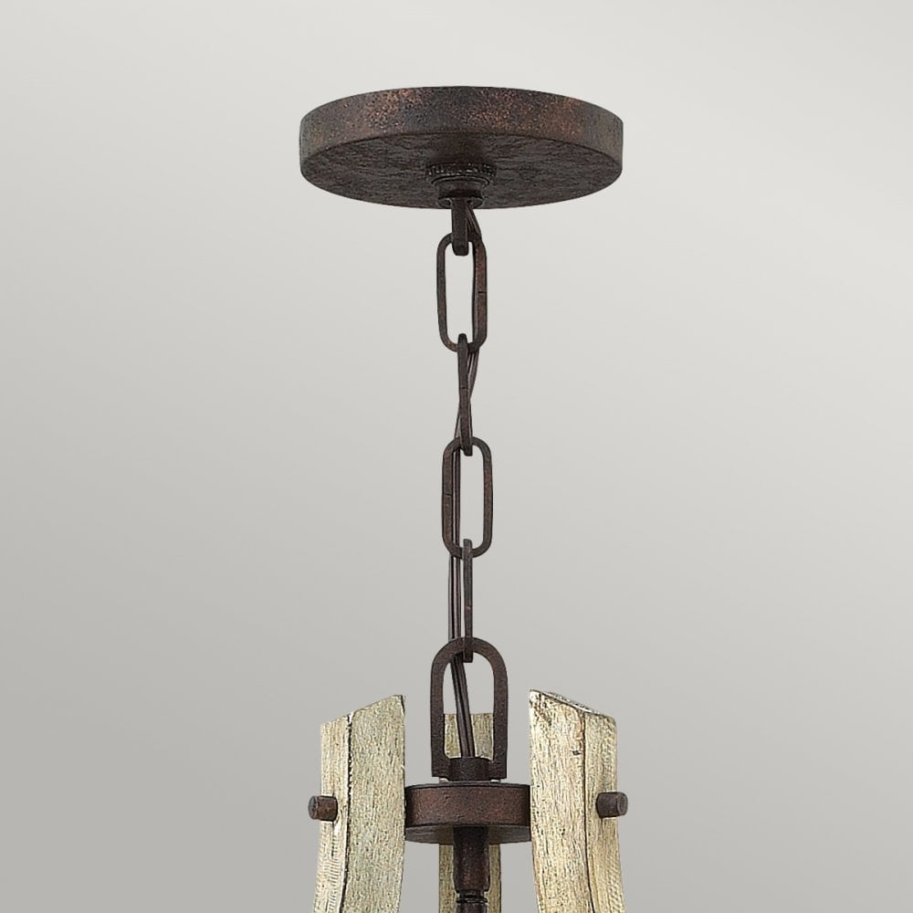 Middlefield Three Light Chandelier in Solid Distressed Wood