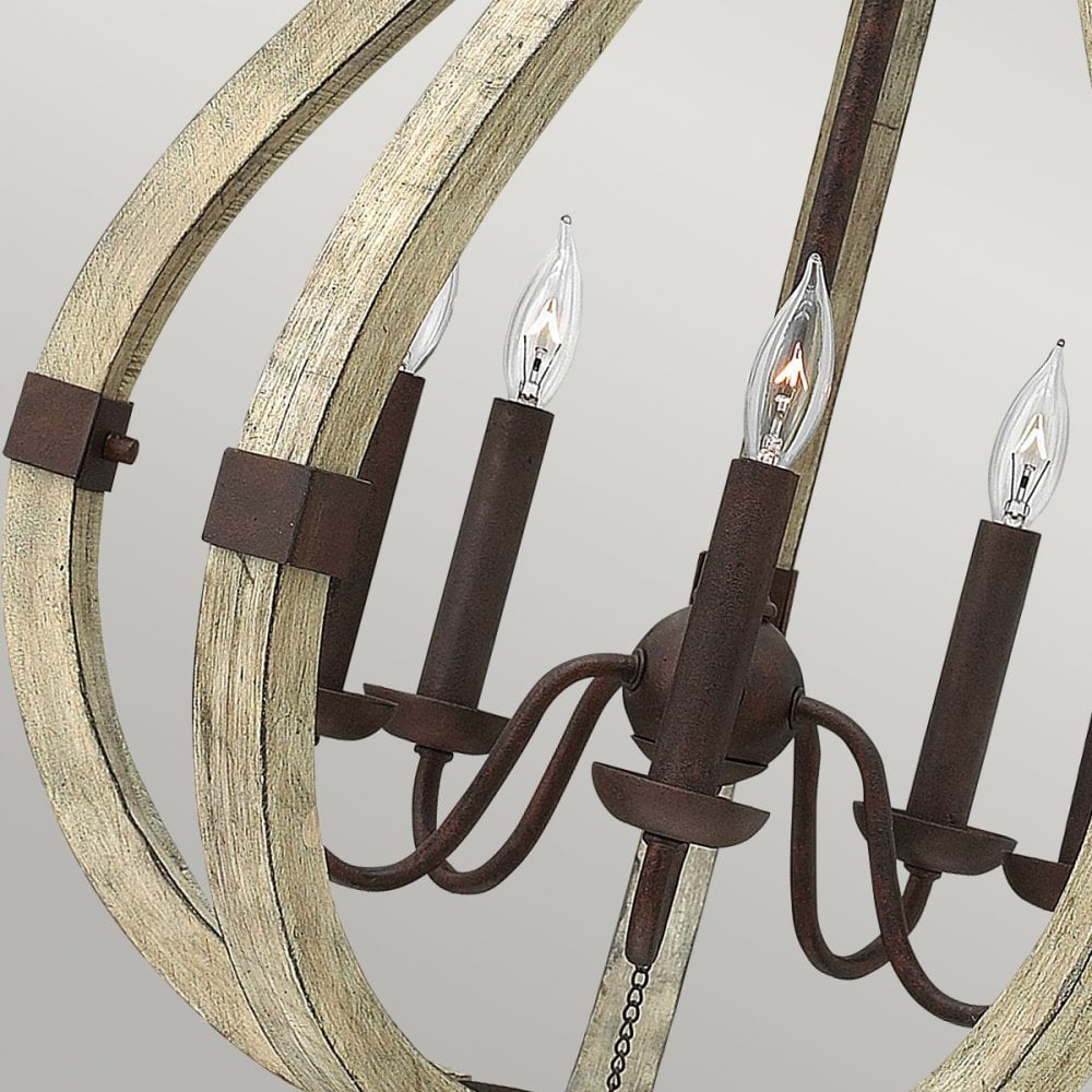 Middlefield Five Light Chandelier in Solid Distressed Wood