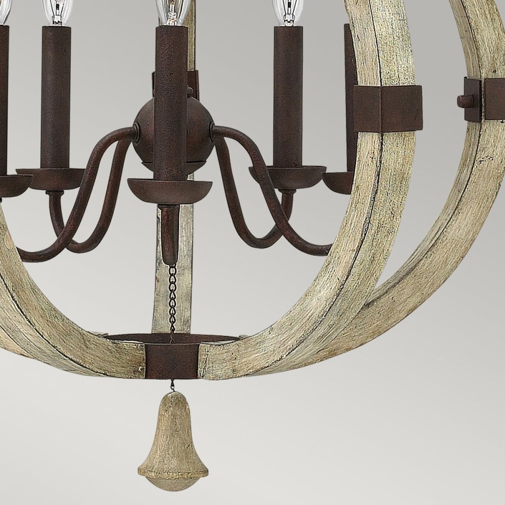 Middlefield Five Light Chandelier in Solid Distressed Wood