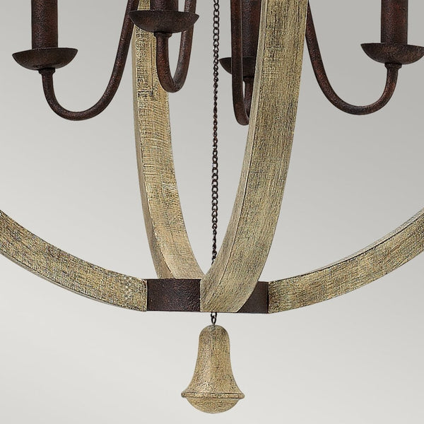 Middlefield Four Light Chandelier in Solid Distressed Wood