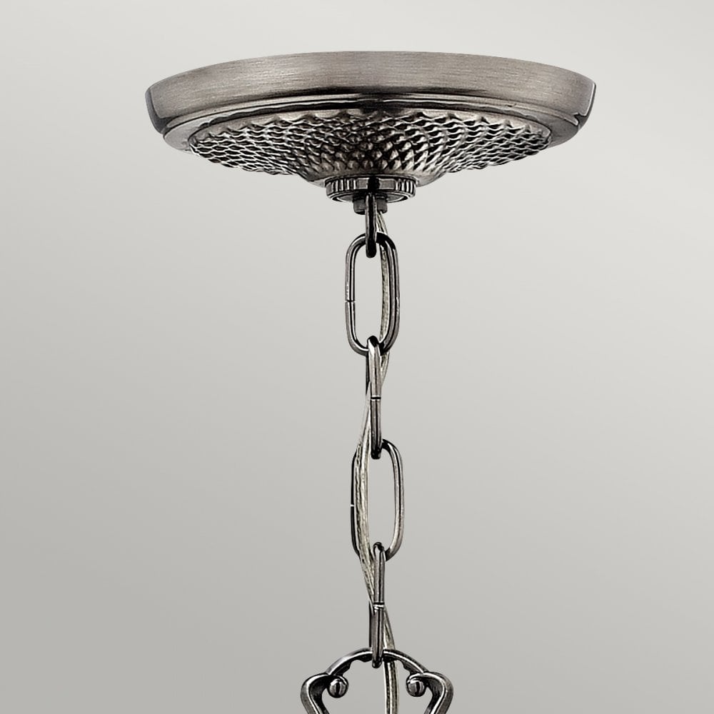 Plantation Three Arm Chandelier in Polished Antique Nickel