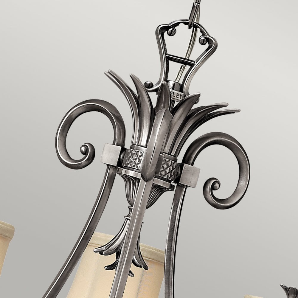 Plantation Three Arm Chandelier in Polished Antique Nickel